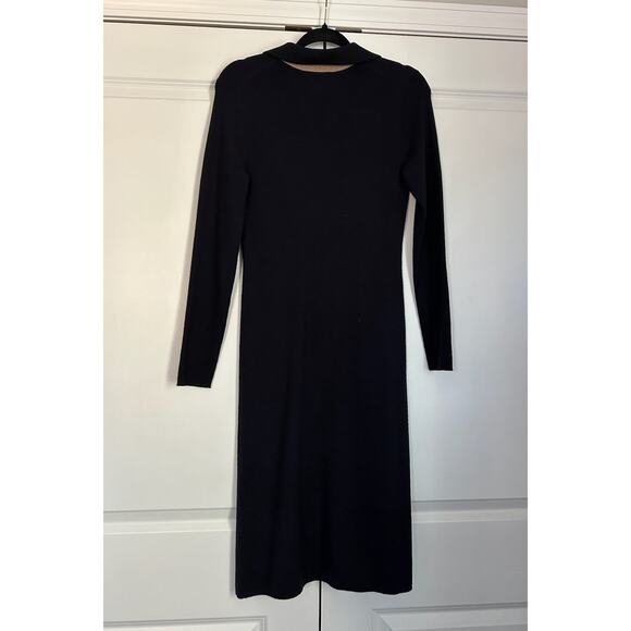 Brooks Brothers Womens Small Extra Fine Merino Wool Navy Blue Midi Sweater Dress - Picture 4 of 6